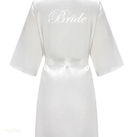 Peignoir Kimono Satin Blanc Femme Demoiselle d'Honneur - Blanc Satiné - XXL