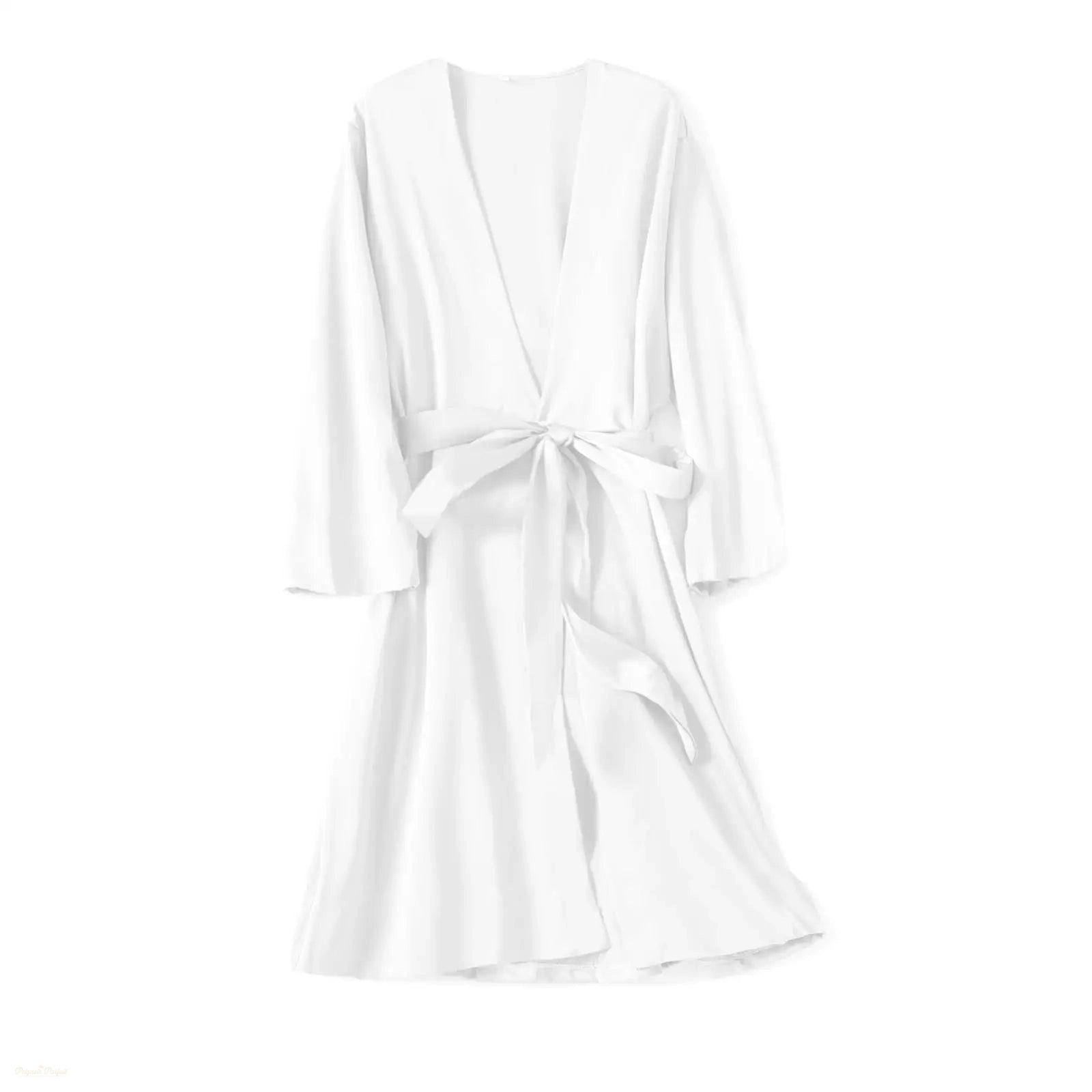 Peignoir Kimono Satin Blanc Laiteux Femme - Blanc Laiteux - XL