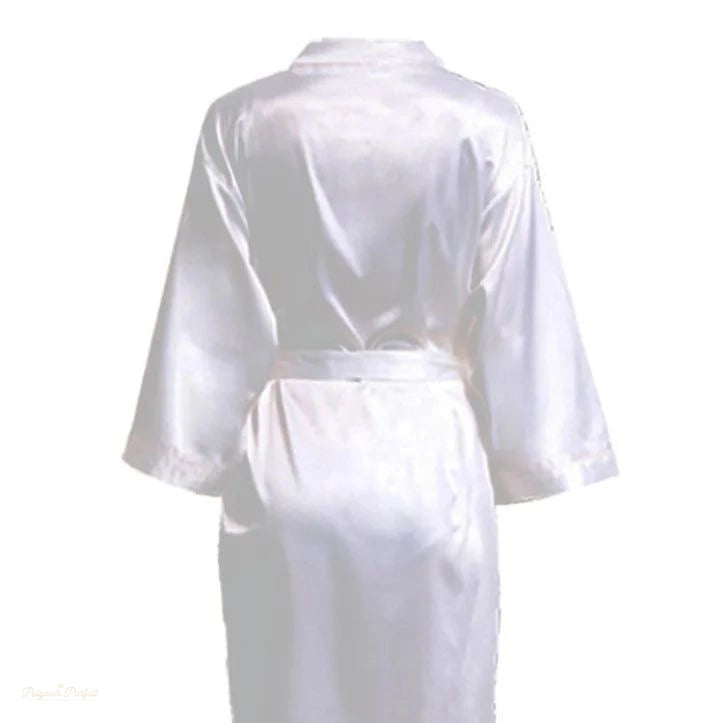 Peignoir Kimono Satin Blanc Pur Demoiselle d'Honneur - Blanc Pur - S