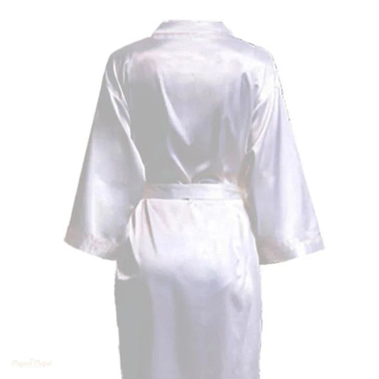 Peignoir Kimono Satin Blanc Pur Demoiselle d'Honneur - Blanc Pur - S