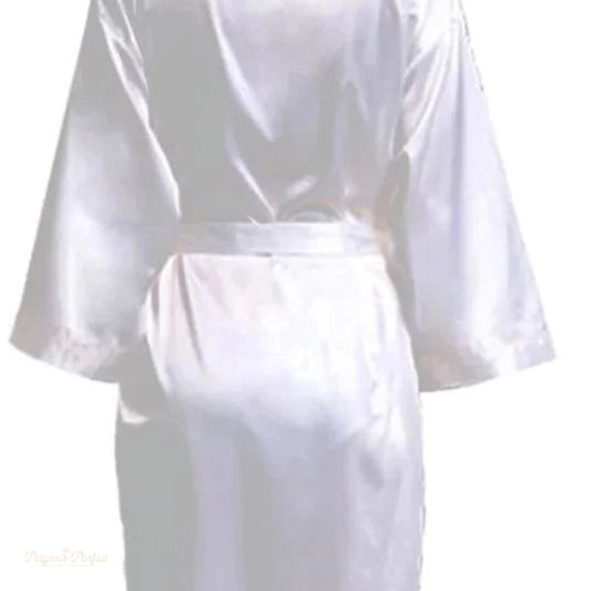 Peignoir Kimono Satin Blanc Satiné Femme Mariage - Blanc Satiné - L