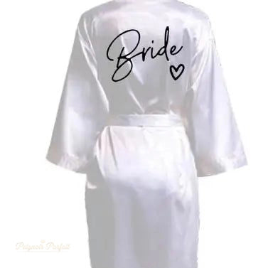 Peignoir Kimono Satin Blanc Satiné - Mariée - Blanc Satiné - M