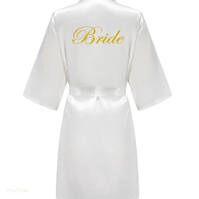 Peignoir Kimono Satin Blanc Satiné Mariée - Blanc Satiné - XXL