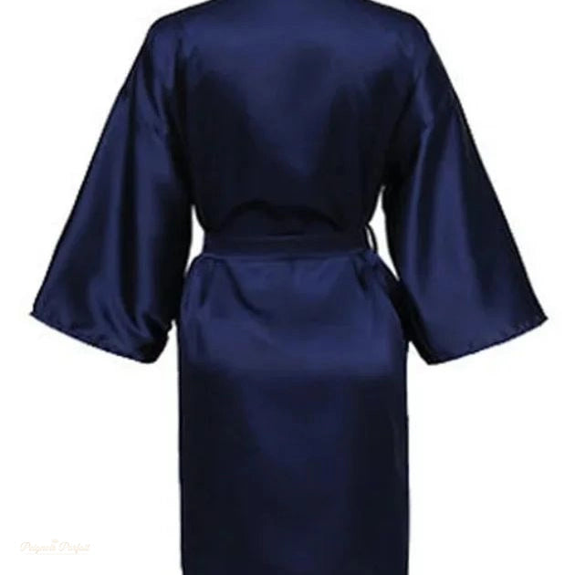 Peignoir Kimono Satin Bleu Marine Femme - Bleu Marine Satiné - XXL