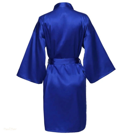 Peignoir Kimono Satin Bleu Royal Demoiselle d'Honneur - Bleu Royal - S