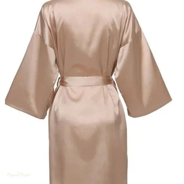 Peignoir Kimono Satin Champagne Satiné Femme - Champagne Satiné - XL