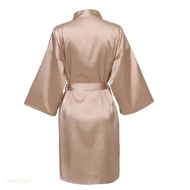 Peignoir Kimono Satin Champagne Satiné Femme - Champagne Satiné - XL