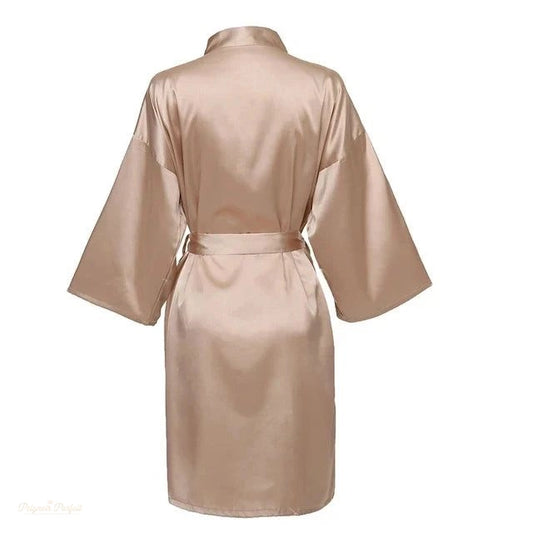 Peignoir Kimono Satin Champagne Satiné Femme - Champagne Satiné - XL
