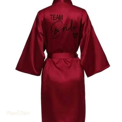 Peignoir Kimono Satin Demoiselle d'Honneur Rouge Vin - Rouge Vin - XXL