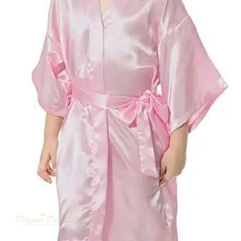 Peignoir Kimono Satin Enfant Rose Poudré - Rose Poudré - S
