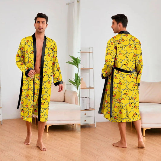 Peignoir Kimono Satin Homme Jaune Canard - Jaune Canard - L