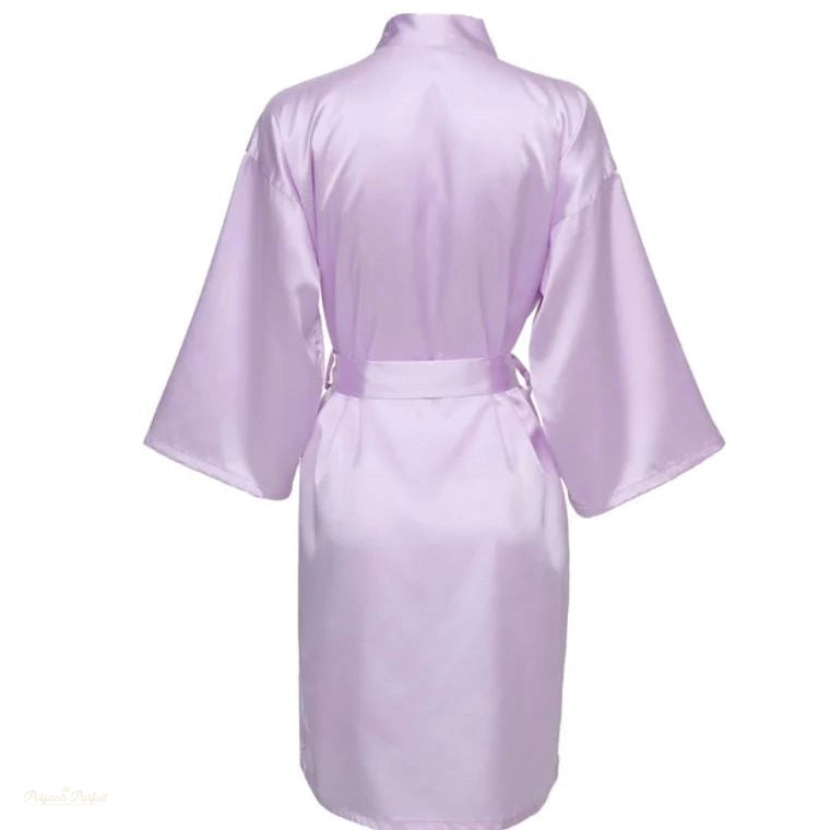 Peignoir Kimono Satin Lavande Lumineuse Femme - Lavande Lumineuse - S