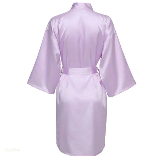 Peignoir Kimono Satin Lavande Lumineuse Femme - Lavande Lumineuse - S