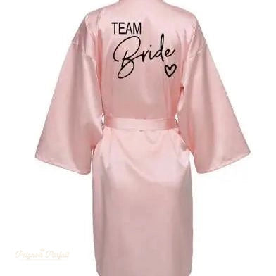 Peignoir Kimono Satin Rose Pastel Team Bride Femme - Rose Pastel - M