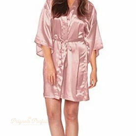 Peignoir Kimono Satin Rose Satiné Femme - Rose Satiné - M