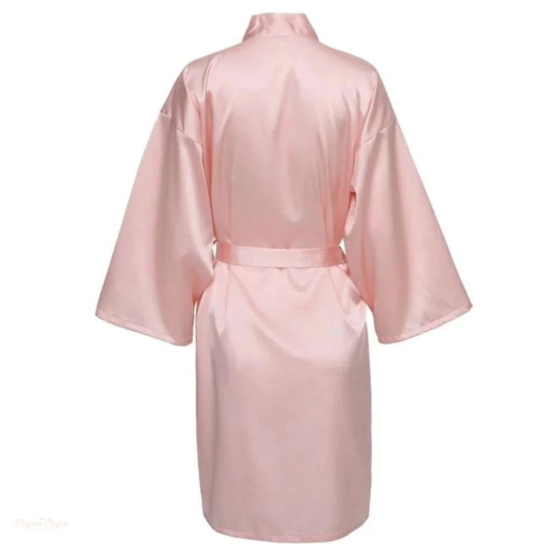 Peignoir Kimono Satin Rose Satiné Femme - Rose Satiné - S