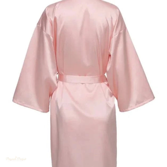 Peignoir Kimono Satin Rose Satiné Femme - Rose Satiné - S