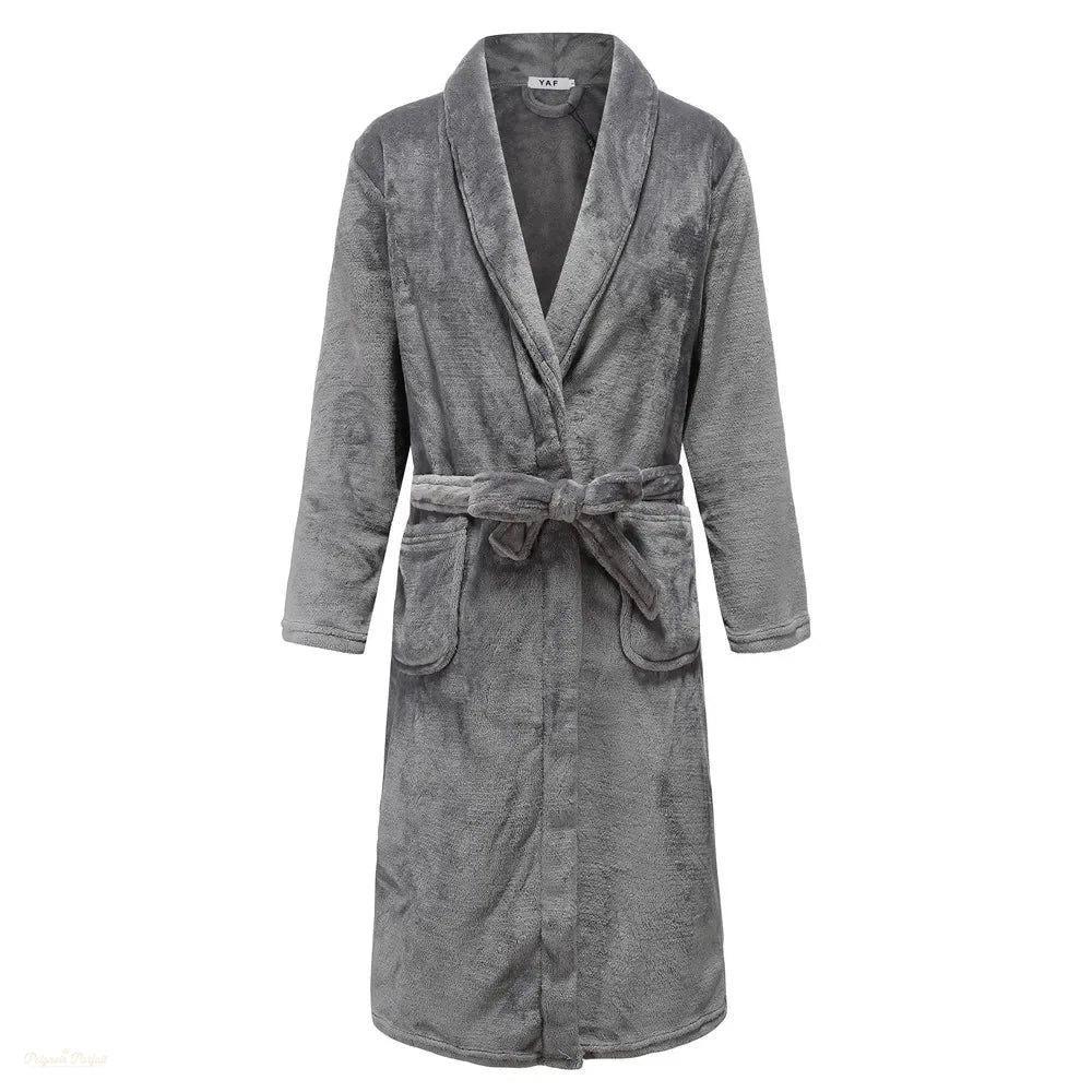 Peignoir Polaire Couple Gris Anthracite Épais - Gris Anthracite - M