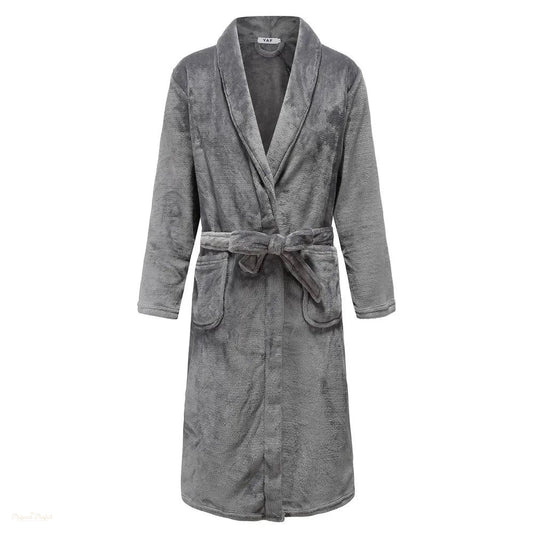 Peignoir Polaire Couple Gris Anthracite Épais - Gris Anthracite - M