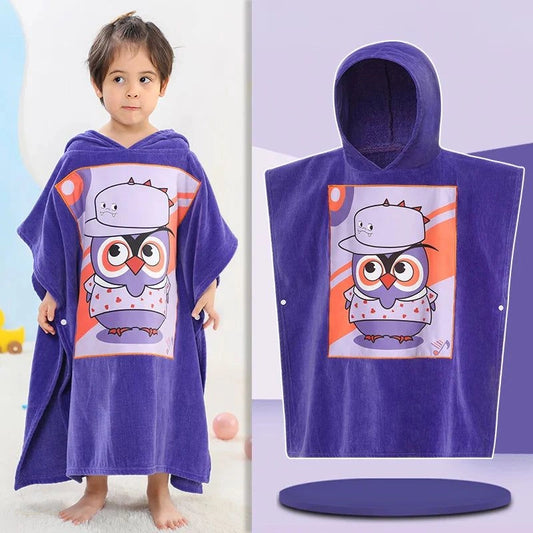 Peignoir Poncho Enfant Violet Doux avec Capuche - Violet Doux - Chine - 120-150cm (Enfant)