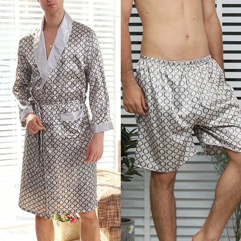 Peignoir Pyjama Homme Satin Gris Anthracite - Gris Anthracite - XXL