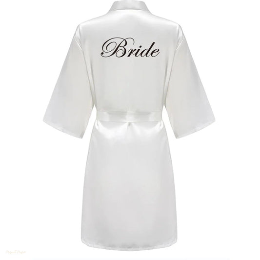 Peignoir Satin Blanc Femme Mariage Demoiselle d'Honneur - Blanc Satiné - L
