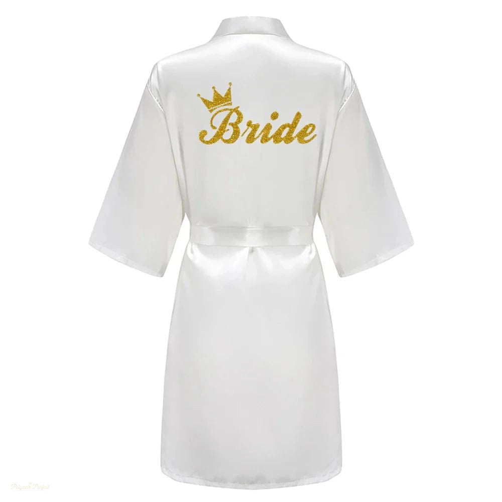Peignoir Satin Blanc Femme Mariée Demoiselle d'Honneur - Blanc Satiné - XL