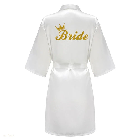 Peignoir Satin Blanc Femme Mariée Demoiselle d'Honneur - Blanc Satiné - XL
