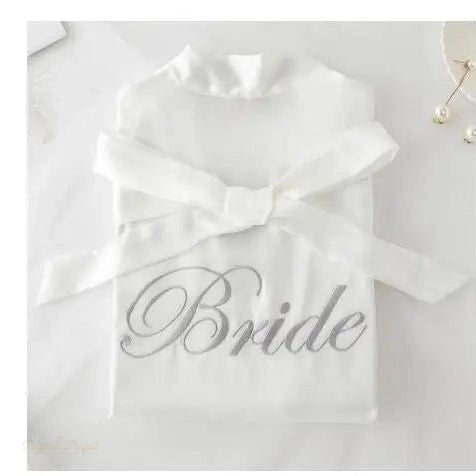 Peignoir Satin Blanc Perle Femme - Robe de Chambre - Blanc Perle - M