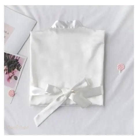 Peignoir Satin Blanc Pur Femme Court - Blanc Pur - XXL