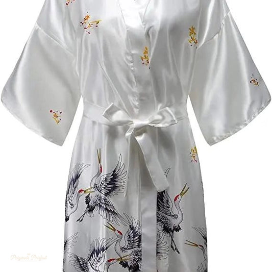 Peignoir Satin Blanc Pur Femme Mariage - Blanc Pur - S