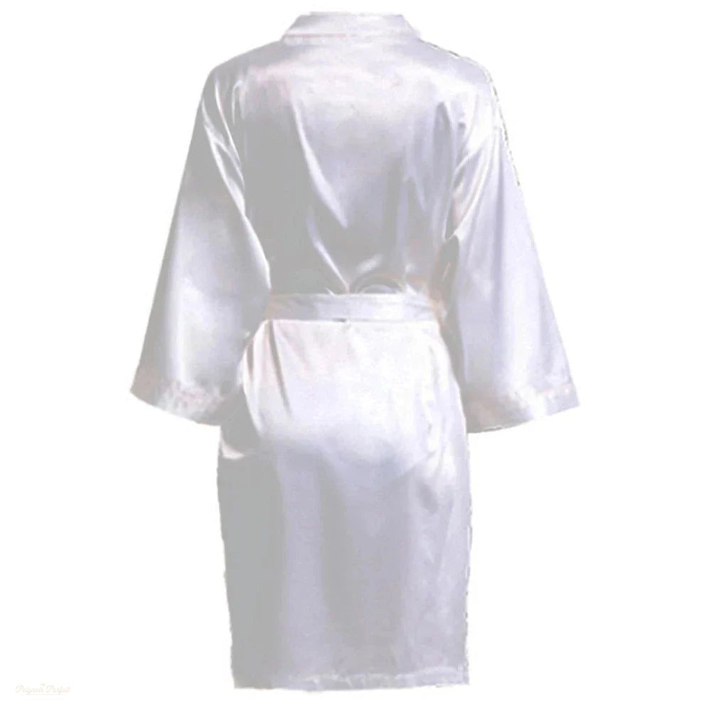 Peignoir Satin Blanc Pur Femme - Robe Kimono Mariée - Blanc Pur - XXL