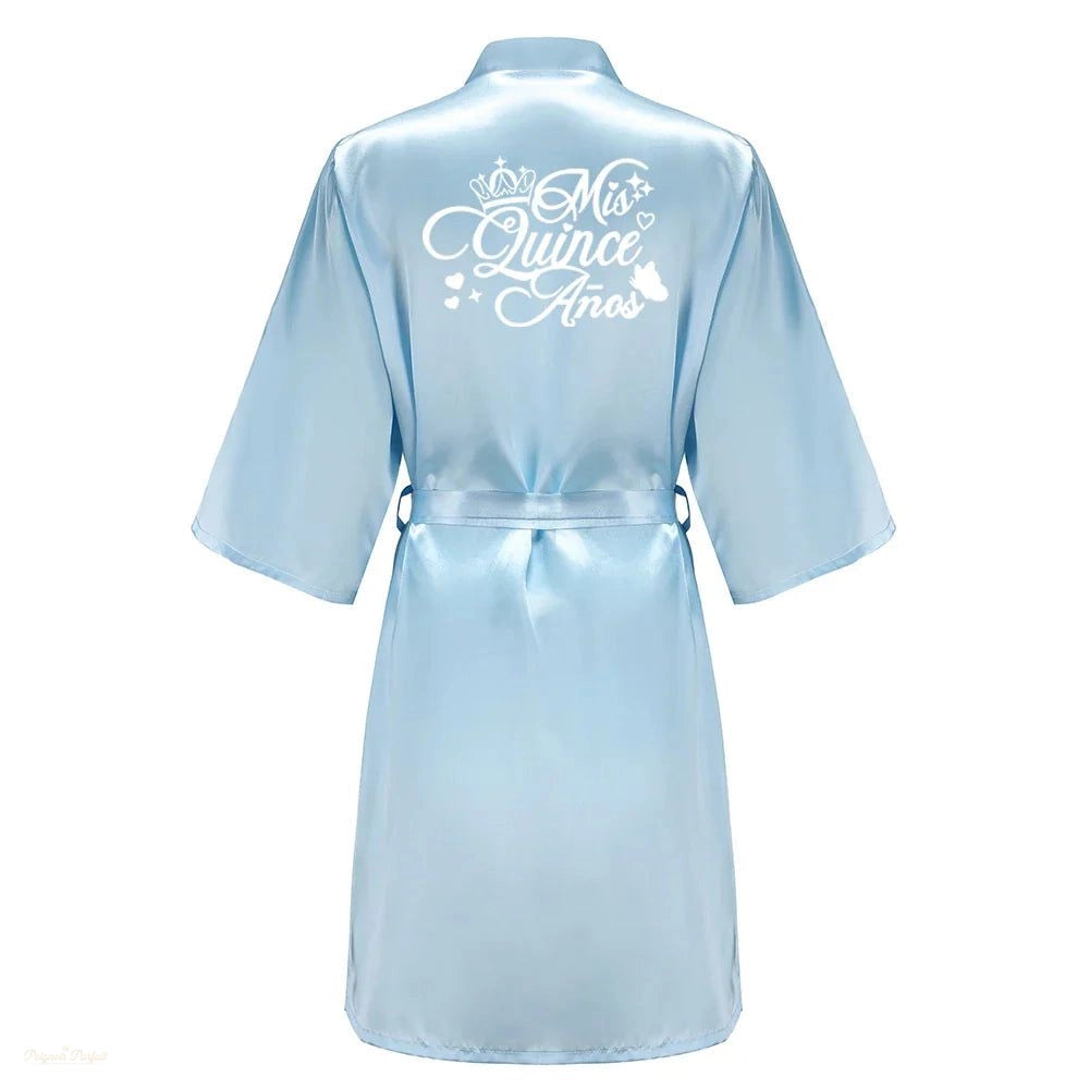 Peignoir Satin Bleu Ciel Fille - Quinceañera - Bleu Ciel Satiné - XXXXL