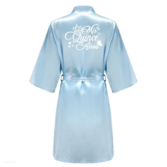 Peignoir Satin Bleu Ciel Fille - Quinceañera - Bleu Ciel Satiné - XXXXL
