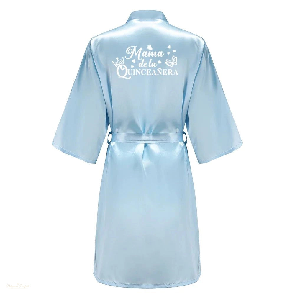 Peignoir Satin Bleu Ciel Satiné Femme Quinceañera - Bleu Ciel Satiné - XXXXL
