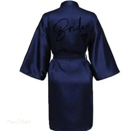 Peignoir satin bleu marine femme mariée - Bleu Marine - XXL