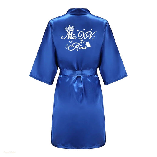 Peignoir Satin Bleu Roi Royal Quinceañera Femme - Bleu Roi Royal - XXXXL