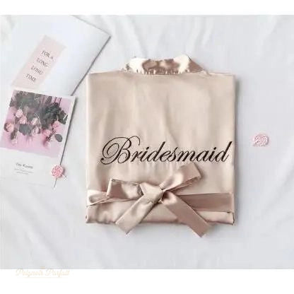 Peignoir Satin Champagne Nacré Femme - Bridesmaid - Champagne Nacré - XXL