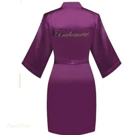 Peignoir Satin Demoiselle d'Honneur Violet Cerise - Violet Cerise - XXL