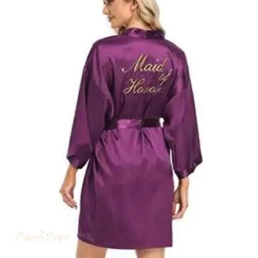 Peignoir satin demoiselle d'honneur violet électrique - Violet Électrique - XXL