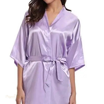 Peignoir Satin Femme Lavande Satinée Courte - Lavande Satinée - XXL