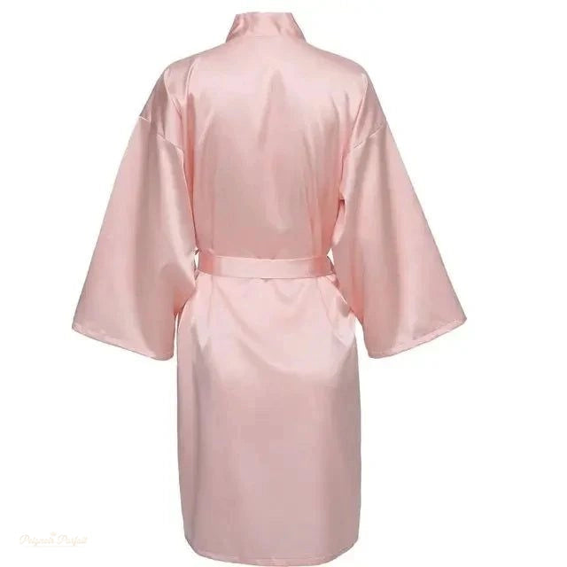 Peignoir Satin Femme Rose Poudré - Rose Poudré - L