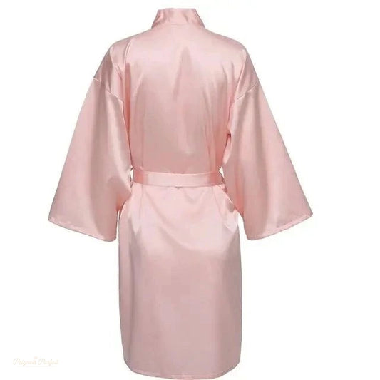Peignoir Satin Femme Rose Poudré - Rose Poudré - L