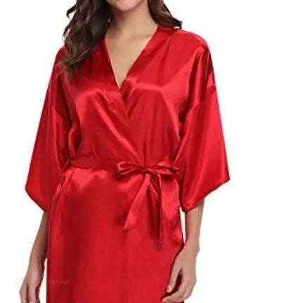 Peignoir Satin Femme Rouge Passion Court - Rouge Passion - XXL