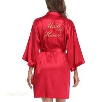 Peignoir Satin Femme Rouge Vin Maid of Honor - Rouge Vin - M