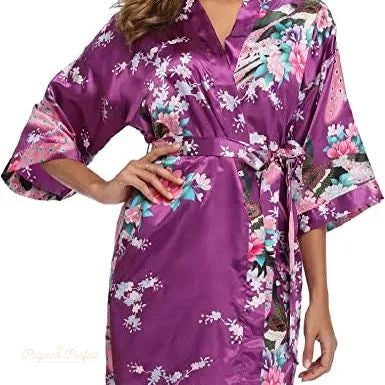 Peignoir Satin Femme Violet Élégant - Violet Élégant - XXL