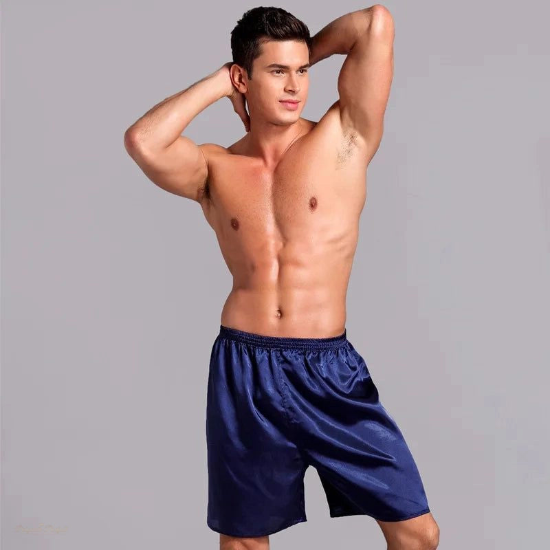 Peignoir Satin Homme Bleu Marine Grande Taille - Bleu Marine - XXXL