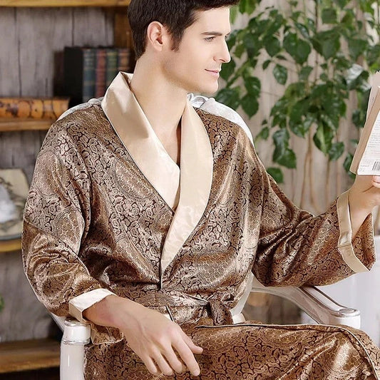 Peignoir Satin Homme Or Luxe - Kimono Luxe - Or Luxe - XXL