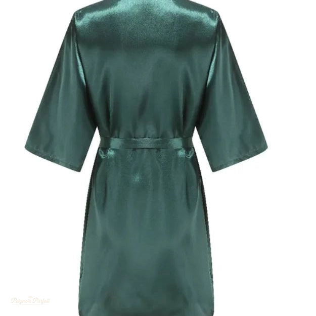 Peignoir Satin Kimono Vert Émeraude Femme - Vert Émeraude - XXL