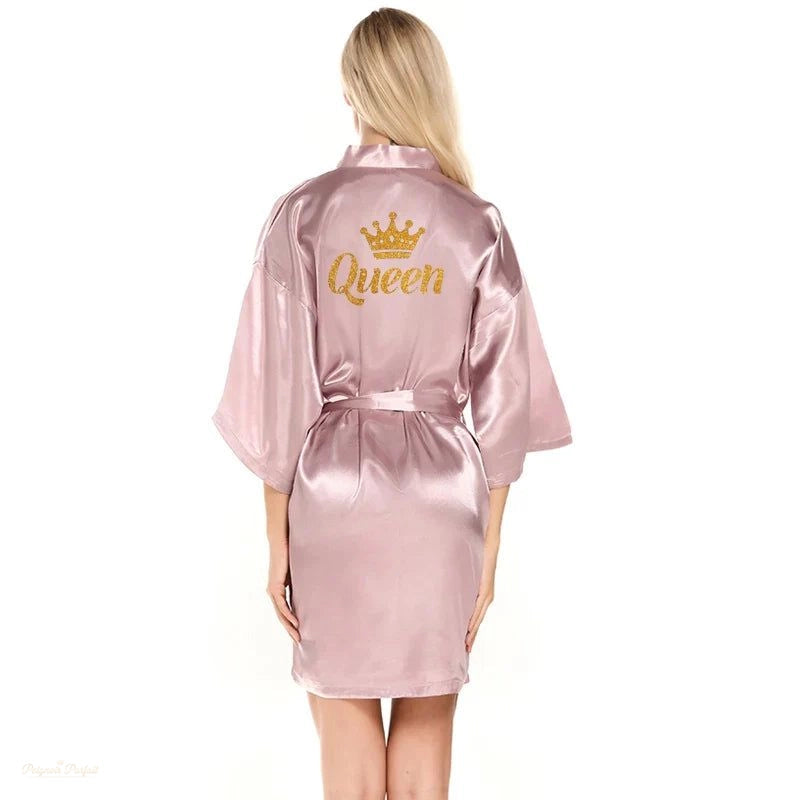 Peignoir Satin Mauve Satiné Femme - Couronne - Mauve Satiné - XXL